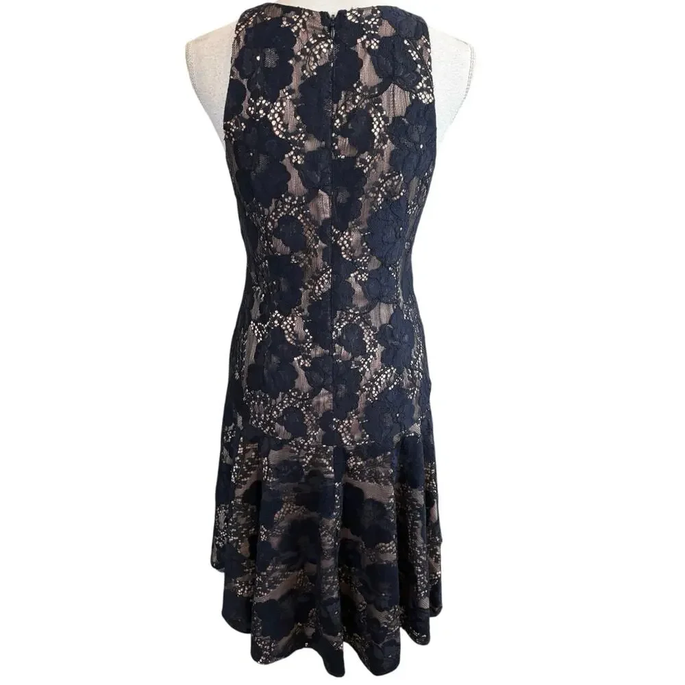 Eliza J Navy Blue Sleeveless Lace Dress Size 2